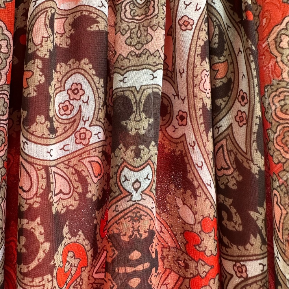 Michael Kors Brown and Orange Paisley Sleeveless Dress - size M - Picture 7 of 9